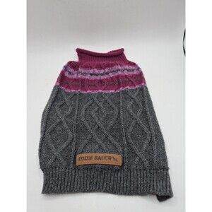 Eddie Bauer Pet Dog Coat Cable Knit Sweater Small Pink & Gray